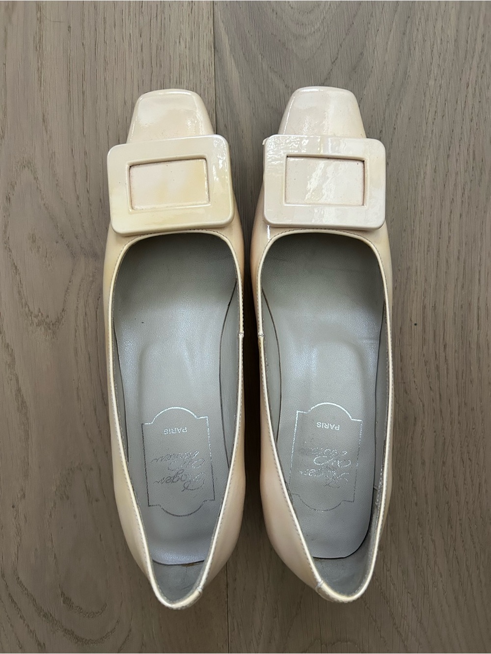 Roger Vivier “Belle” Patent Square-Toe Pumps Size 36